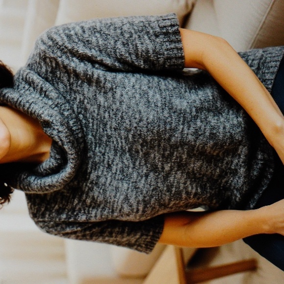 One A Earthy Asymmetrical Split Turtleneck Nubby Knit Sweater - Picture 16 of 16